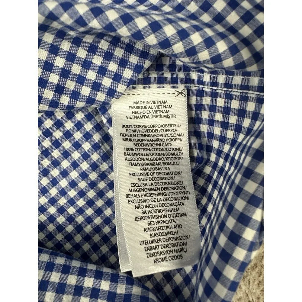 Polo Ralph Lauren Boy's M 10-12 Blue Gingham Check Button Down Shirt Long Sleeve